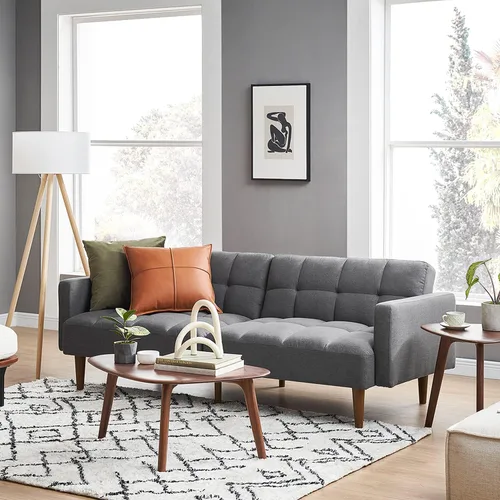 Vista 15 de mopio Sofá cama futón de 76.4 pulgadas, sofá biplaza, sofá cama, sofá futón moderno de mediados de siglo, sofá cámara, sofás para sala de estar