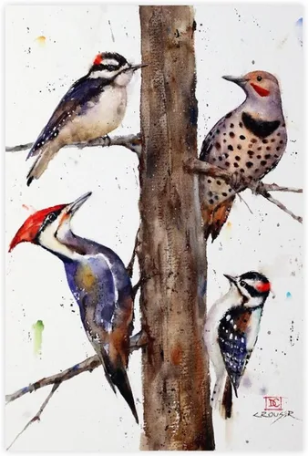 Vista 6 de Póster artístico de Dean Crouser 16 pinturas de acuarela de la familia de colibríes sobre lienzo, póster para decoración de dormitorio, paisaje