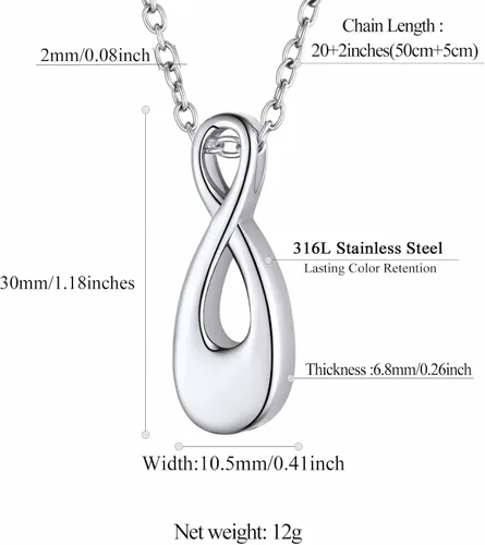Vista 14 de FindChic Collares personalizados con urna para cenizas, barra vertical, gato, luna, reloj de arena, garra de perro, acero inoxidable, chapado en oro