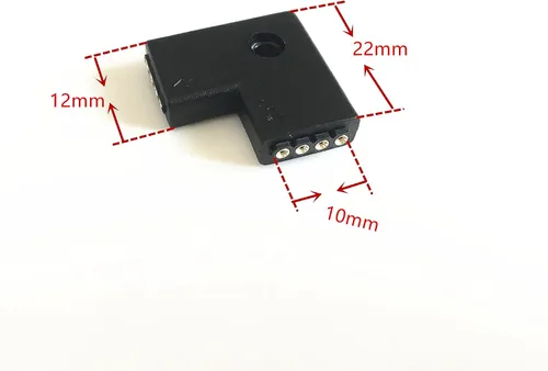 Vista 3 de 10 unids 0.394 in 4 pines en forma de L 90 grados ángulo recto conector hembra para LED RGB 5050 Flex tira de luz (forma L)
