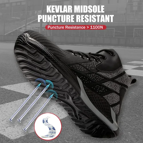 Vista 3 de ARCHINSERT Zapatos de punta de acero para hombres y mujeres, zapatos de seguridad indestructibles, resistentes al deslizamiento, puntera de acero