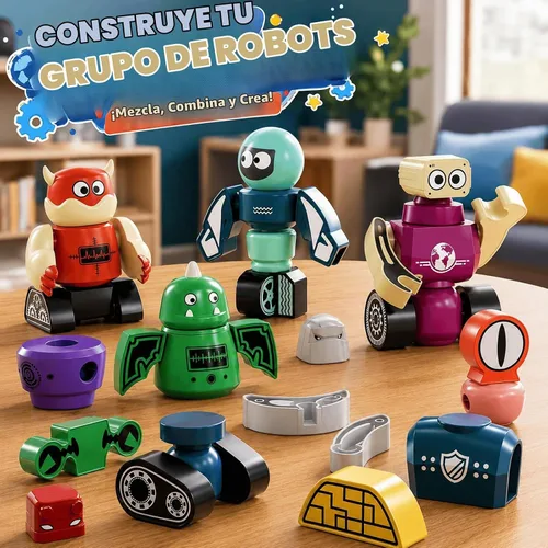 Vista 8 de Juguetes de construcción de robots magnéticos para niños de 3 a 5 y 4 a 8 años, set de 36 piezas de bloques de construcción de robots monstruos
