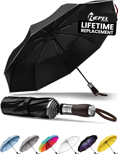 Vista 7 de REPEL Windproof Travel Umbrella - Compact & Withstands Winds up to 85MPH , Strongest Premium Auto Folding Umbrella for Rain and Sun - Durable, Light