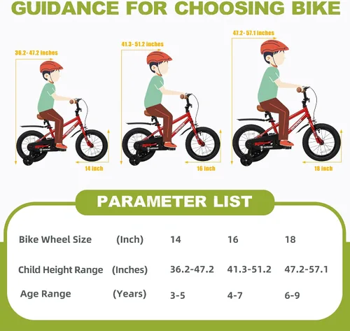 Vista 6 de Bicicleta plegable de 14/16/18 pulgadas con ruedas de entrenamiento, regalos para niñas y niños de 3 a 10 años, bicicleta para niños pequeños