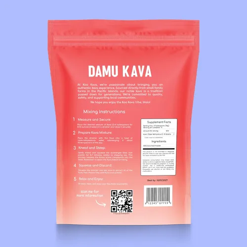 Vista 7 de Koa Kava Polvo de Damu Kava – Raíz noble de Damu Fijian de primera calidad, fuerte, embriagador 8 oz (226g)