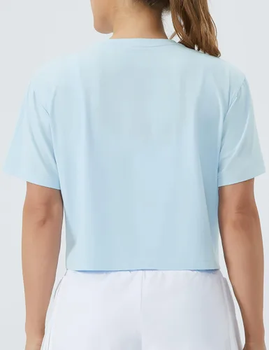 Vista 4 de THE GYM PEOPLE Camiseta corta de manga corta para mujer, para yoga, correr, básica