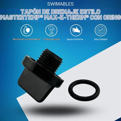 Vista 2 de Swimables Tapón de drenaje con oring compatible con Mastertemp y Max E Therm Calentador de piscina U178-920P Compatible con 460736 SR400NA y más