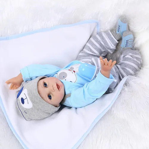 Vista 4 de iCradle Muñeca realista de 18 pulgadas y 17.7 in Reborn Baby Doll de silicona suave para niños de 3 años en adelante