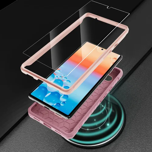 Vista 7 de ExoGuard Funda para Google Pixel 6A, funda de goma a prueba de golpes de cuerpo completo viene con un protector de pantalla de vidrio templado