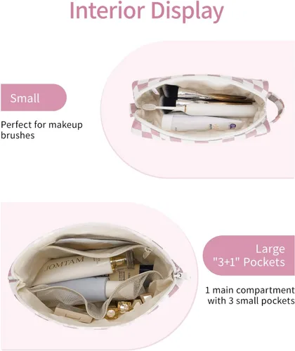 Vista 4 de Narwey Bolsa de maquillaje con inicial, regalos de graduación para adolescentes, niñas, niños y adolescentes, monograma personalizado, bonita bolsa