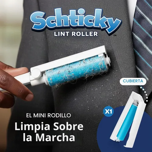 Vista 8 de Schticky juego de rodillo para eliminar pelusas de 3 piezas, de lujo, reutilizable, con palo de acero inoxidable extensible