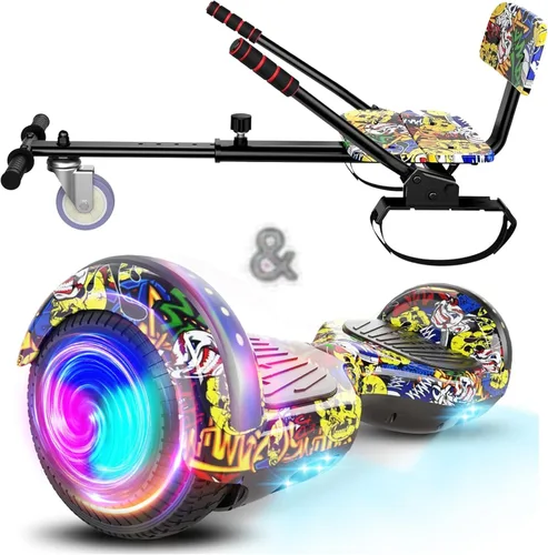 Vista 11 de SISIGAD Scooter Seat Attachment, 6.5'' Self Balancing Scooters Go Kart with Bluetooth and LED Lights