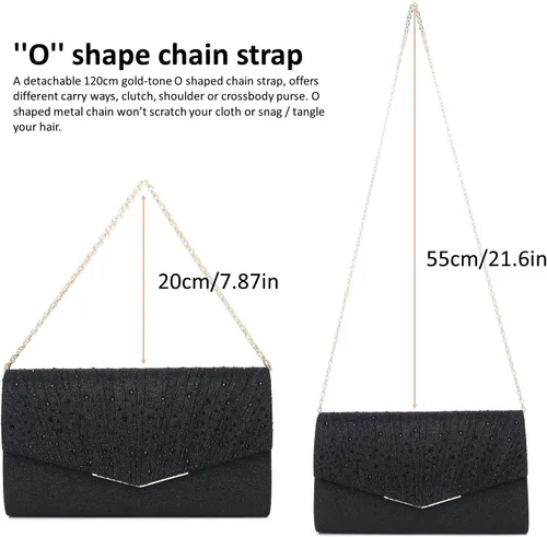 Vista 6 de Bolsos de noche para mujer, con lentejuelas y purpurina para mujer, bolso de mano brillante, bolso formal para boda, fiesta, baile de graduación