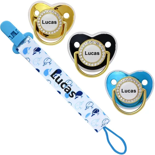 Vista 10 de 4 unidades, chupete personalizado con nombre, clip para chupete personalizado, regalo de bebé para niños y niñas recién nacidos, accesorio de bebé