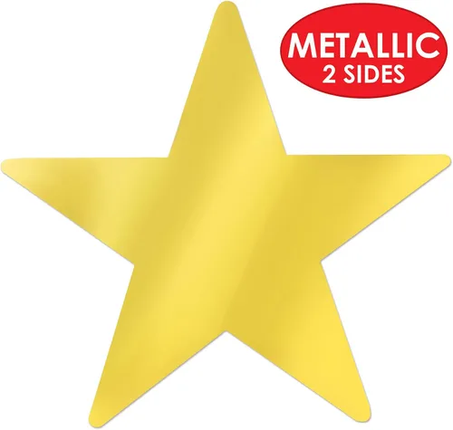 Vista 4 de Beistle 12 piezas de plástico metálico dorado con recorte de estrella para bodas, fiestas de cumpleaños, decoración de aula