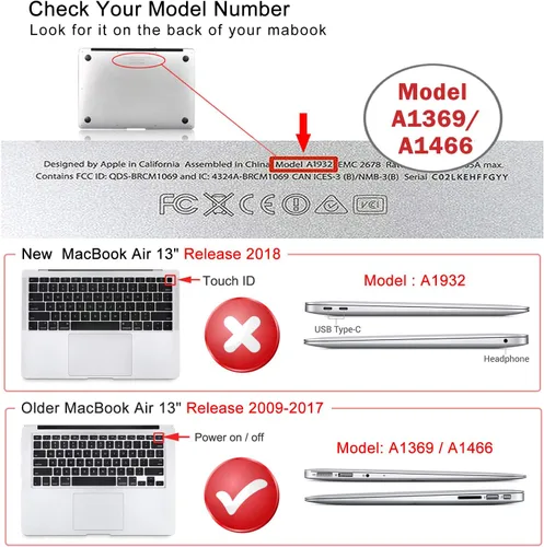 Vista 2 de iCasso Funda para MacBook Air de 13 pulgadas (versión anterior 2010-2017), carcasa protectora rígida de plástico y cubierta de teclado solo