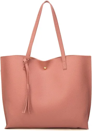 Vista 43 de Dreubea - Bolsa de hombro y de mano de piel sintética suave para mujer, con borla, de gran capacidad