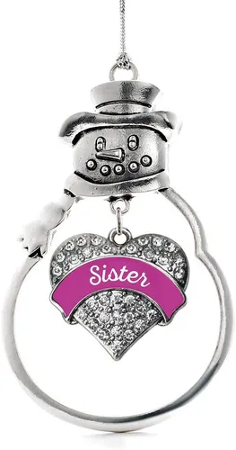 Vista 105 de Colgante de plata con diseño de Detroit con forma de corazón y muñeco de nieve con circonitas cúbicas