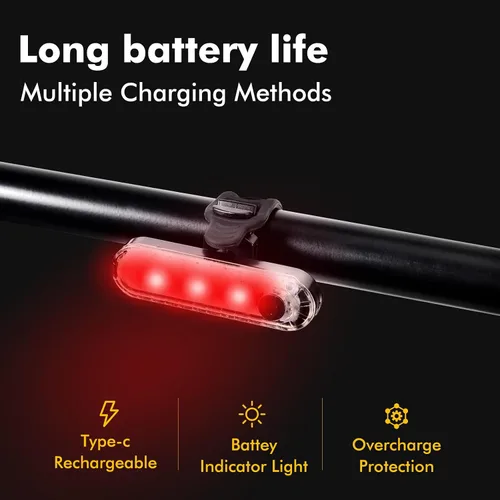 Vista 7 de Luces de bicicleta para conducción nocturna recargables de 9500 lúmenes, luces delanteras y traseras recargables, 5 modos ajustables, 5 faros