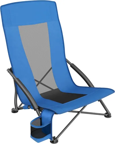 Vista 10 de SONGMICS Juego de 2 sillas de playa portátiles para adultos, carga máxima de 330 lb cada una, respaldo alto, portavasos, ligeras, resistentes