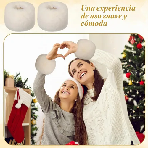 Vista 7 de SATINIOR Puños de muñeca de piel sintética cortos para mujer Beige