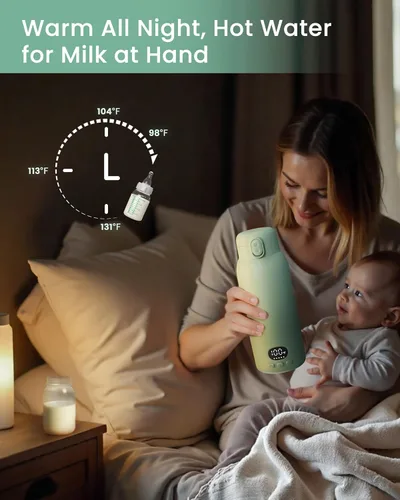Vista 3 de Portable Bottle Warmer - Dual Heating Modes for Breast Milk & Water, 17 Ounces, Fast Heating, Long Lasting Battery, Ideal for Travel, Outdoor, Baby