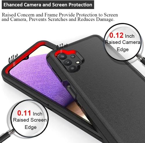 Vista 3 de TENCO Funda compatible con Samsung Galaxy A32 5G, con protectores de pantalla, resistente, a prueba de golpes, protección de cuerpo completo, funda
