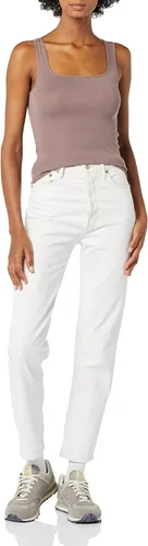 Vista 4 de Tienda Essentials Camiseta de tirantes de cuello cuadrado ajustada para mujer, paquete de 2