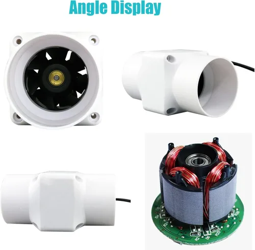 Vista 3 de Ventilador de conducto en línea de 2 pulgadas, ventilador de ventilación de flujo de mezcla, mini ventiladores de entrada de escape para tienda