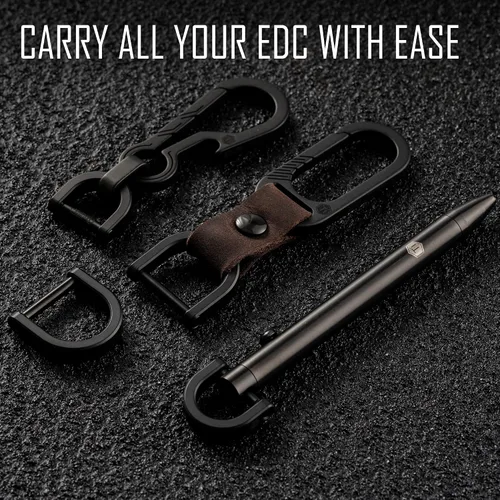 Vista 2 de KeyUnity KA17 Titanium D Ring Key Shackle, U Shape Key Ring Horseshoe Clasp for Car Fob, DIY Leather Key Organizer Keychain