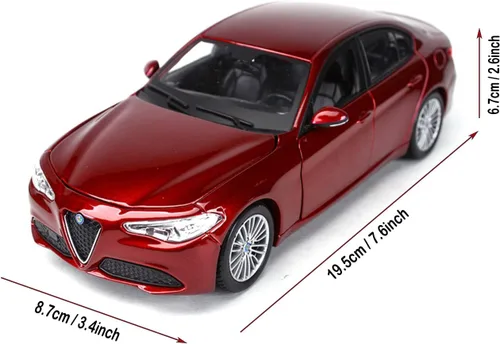 Vista 9 de HTLNUZD Bburago - Coche de carreras de aleación 1/24 para Alfa Romeo Giulia, coche deportivo estático, exhibición de vehículos de fundición a