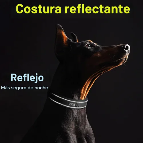 Vista 5 de Fida Collar para perro de alta resistencia, acolchado de neopreno suave ultra cómodo, collar de nailon reflectante ajustable para mascotas con Negro