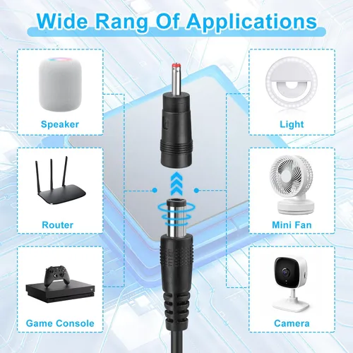 Vista 3 de FARSENSE Cable de alimentación USB CC de 5 V a 12 V (3 pies), adaptador USB C a CC de 12 V con conector de CC de 0.217 x 0.098 in