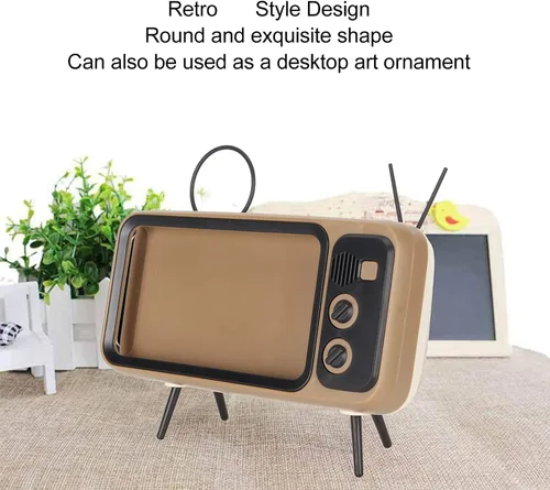 Vista 4 de ZJchao Soporte de teléfono retro para TV, estilo TV, soporte de teléfono retro para arañazos, decorativo, soporte para teléfono móvil de escritorio