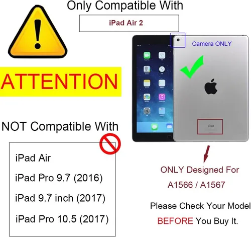 Vista 2 de RUBAN Funda para iPad Air 2 (versión 2014) – Delgado Ligero Protector Smart Shell Anti-Antiarañazos Antiarañazos Flexible Suave TPU Back Cover Stand