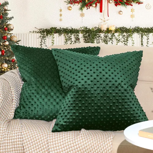 Vista 8 de PHF Minky - Funda de almohada de lunares de 18 x 18 pulgadas, paquete de 2 fundas de cojín de terciopelo real de burbujas de visón suave, acogedora
