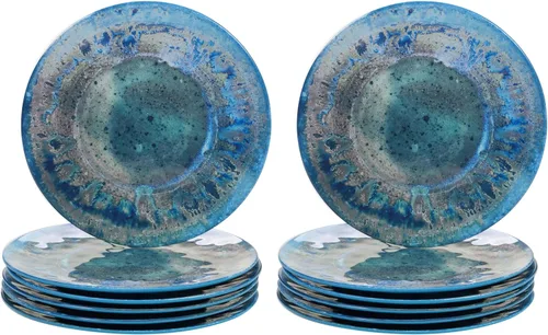 Vista 3 de Certified International Radiance Teal - Plato llano de melamina de 11 pulgadas, grande, multicolor, juego de 6