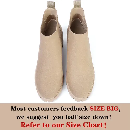 Vista 3 de Botas Chelsea para mujer, cómodas botas con suela de lengüeta, botines al tobillo