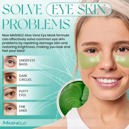Vista 2 de Máscara de ojos de aloe vera - 60 pares de geles para ojos - Tratamiento para ojos hinchados y ojeras (geles de aloe vera)