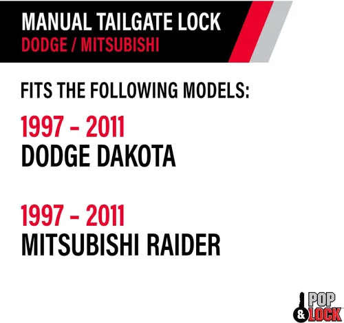Vista 6 de Cerradura de puerta trasera Pop & Lock PL3600, manual, color negro, para Mitsubishi Raider o Dodge