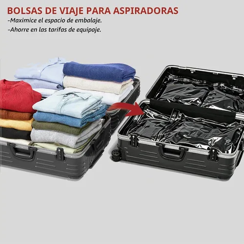 Vista 2 de Travel Vacuum Bags for Clothing with Cordless Pump 18 Combo, Black