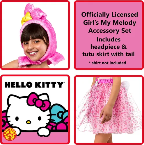 Vista 3 de Rubies Juego de tutú y tocado de Hello Kitty My Melody para niños, como se muestra, talla única