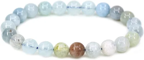 Vista 22 de Amandastone Pulsera elástica de cuentas redondas de 0.315 in con piedras preciosas naturales de 7 pulgadas
