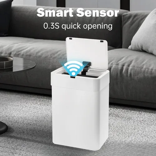 Vista 9 de SYNCVIBE Paquete de 2 cubetas de basura para baño con tapa - 2.5 galones y 4 galones con sensor de movimiento, basurero inteligente, papelera
