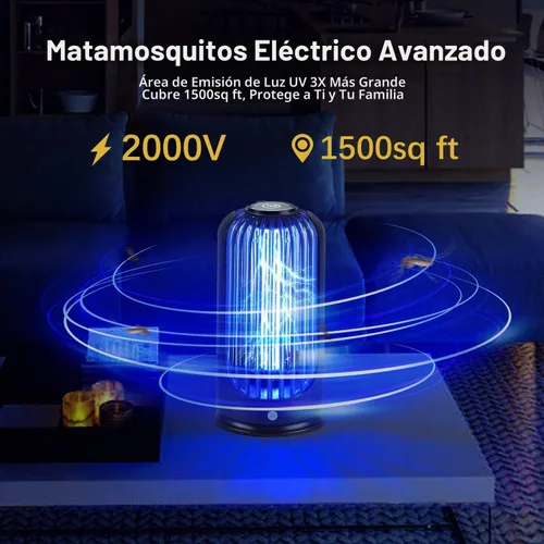 Vista 3 de Bug Zapper 2000V de alta potencia con luz UV eléctrica matamosquitos impermeable lámpara de control de insectos voladores emisores de luz
