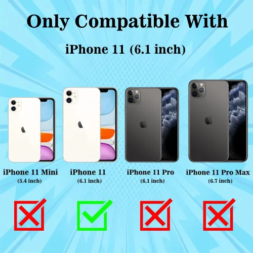 Vista 7 de MZELQ Compatible con iPhone 11 Funda TPU Soporte para Tarjetas Cubierta de Billetera, Protección de Cámara + Protector de Pantalla Funda Suave