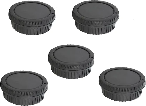 Vista 6 de Fotasy RBC2 2 x cubiertas de lente traseras y set de tapas con gamuza de limpieza para Canon EOS DSLR (negro)