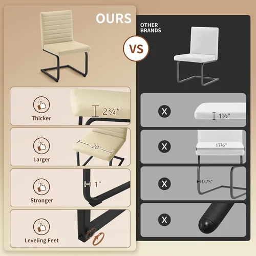 Vista 7 de Furniliving - Juego de 2 sillas de comedor modernas tapizadas de tela técnica con patas de acero, respaldo alto, sillas sin brazos para comedor