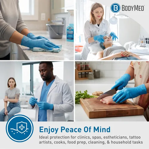 Vista 2 de BodyMed Guantes de nitrilo para examen y uso doméstico, medianos, 1,000 unidades, guantes desechables sin látex y polvo para uso médico, cocina