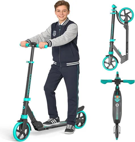 Vista 8 de Patinete para niños de 5 a 12 años, adolescentes, patinete plegable ligero para adultos con ruedas de 8 pulgadas, carga máxima 240 LBS, regalo